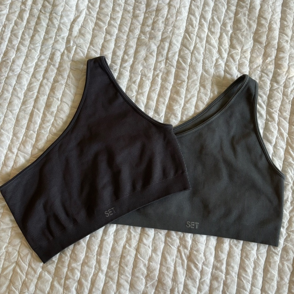 Set Active | Ribbed One Shoulder Sports Bra | L